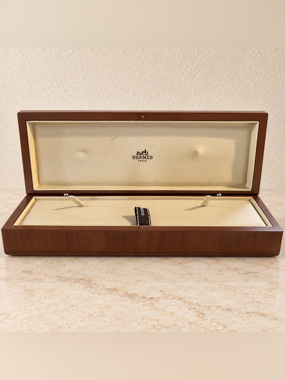🧡 Hermès Paris Wooden Watch Bracelet Jewelry Presentation Case 10.5”